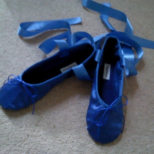 Royal Blue Satin Ballet Shoes Adult Sizes Ballet Slippers With - Etsy