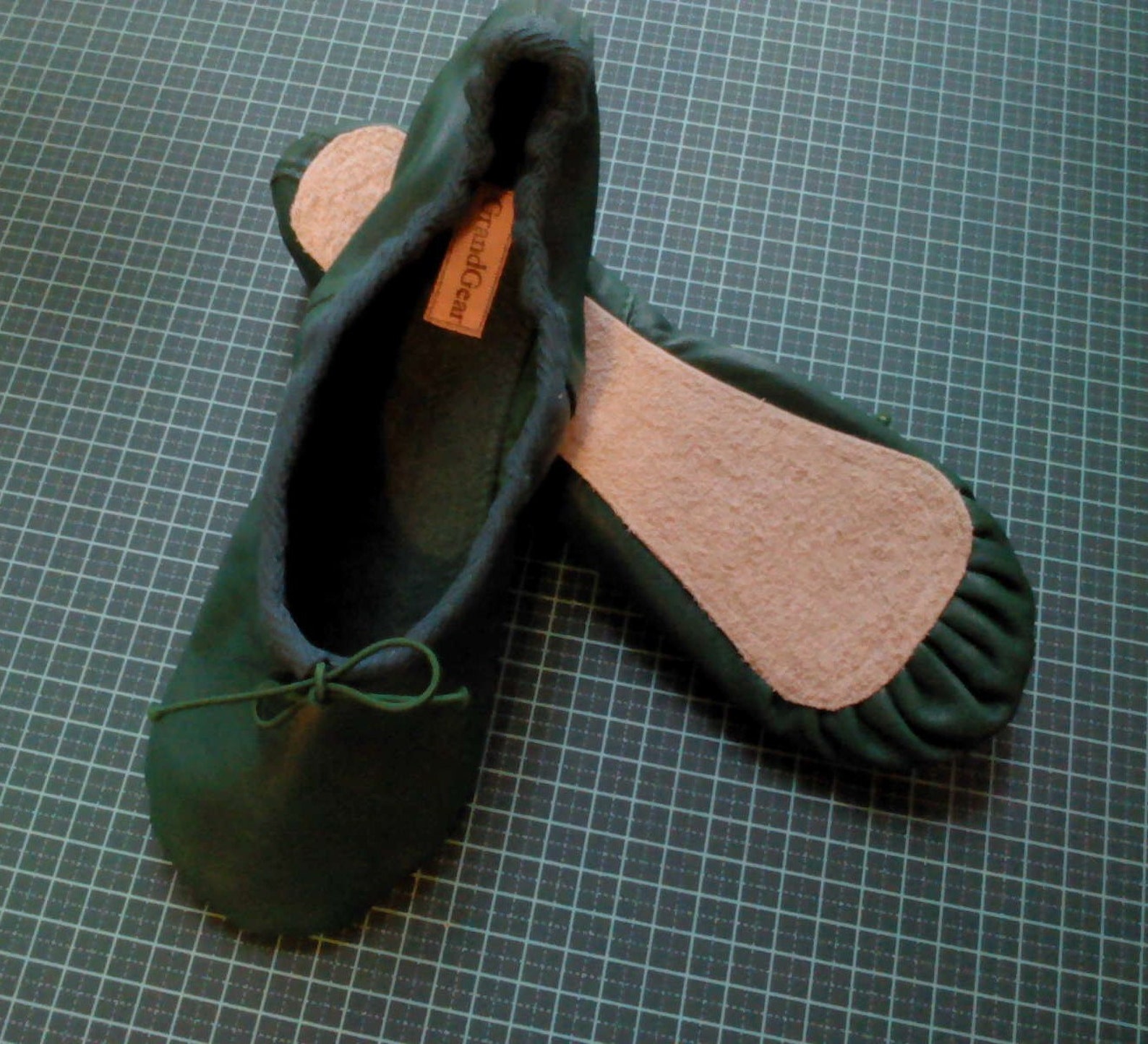 green leather ballet shoes - full sole or split sole - adult sizes