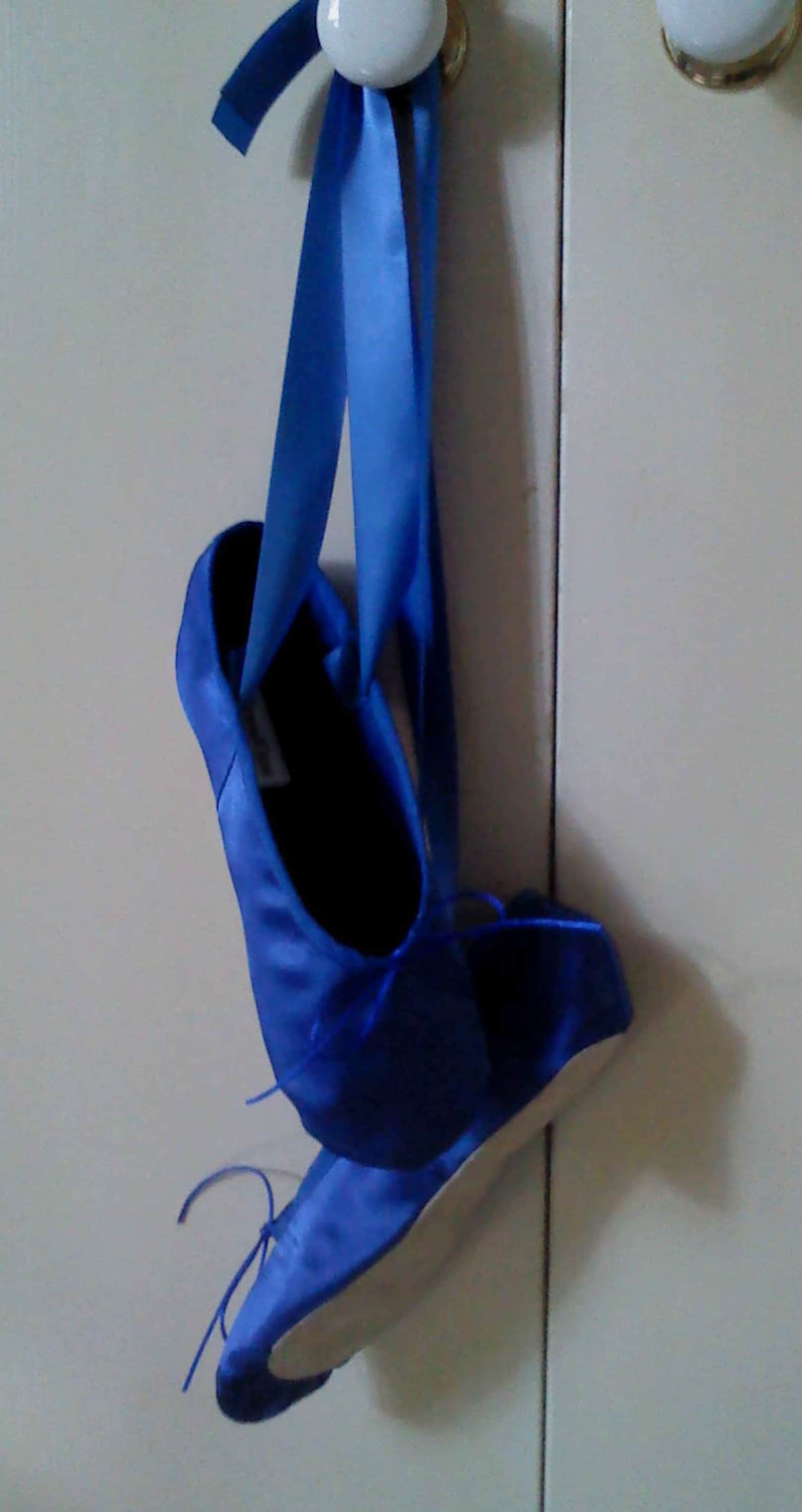 royal blue satin ballet shoes - full sole or split sole - adult sizes