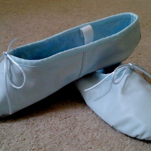 Pale Blue Leather Ballet Shoes Full Sole Ballet Slippers Adult - Etsy