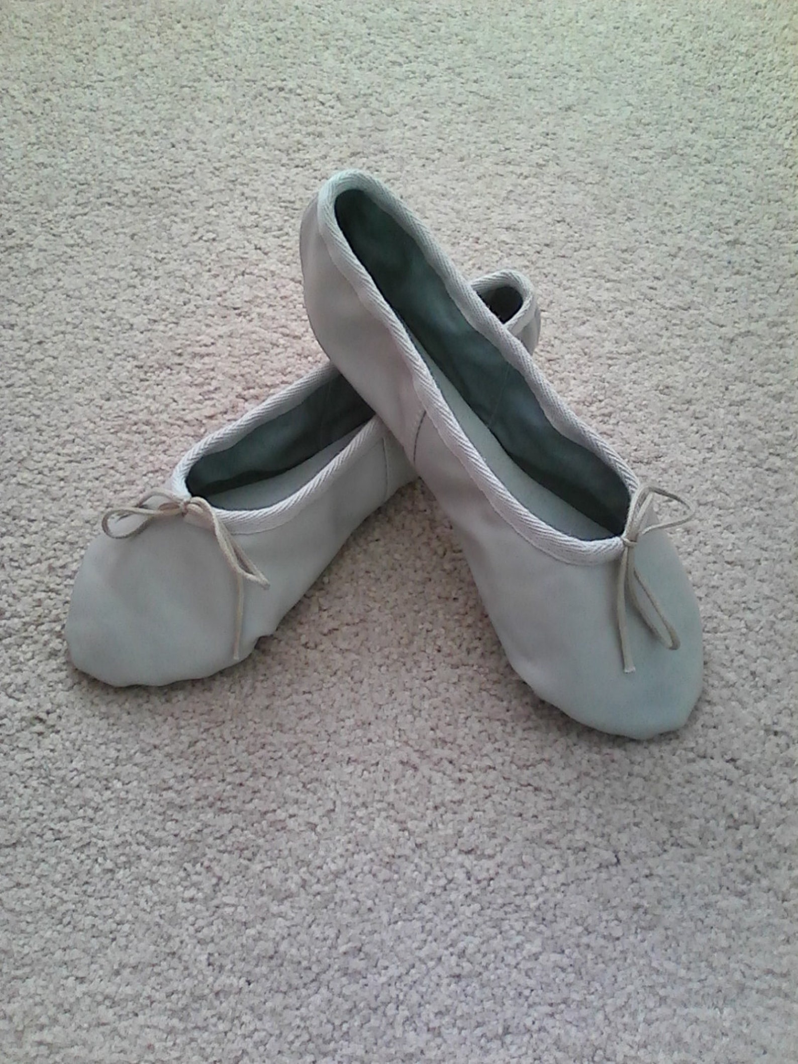light grey leather ballet shoes - full sole - adult sizes