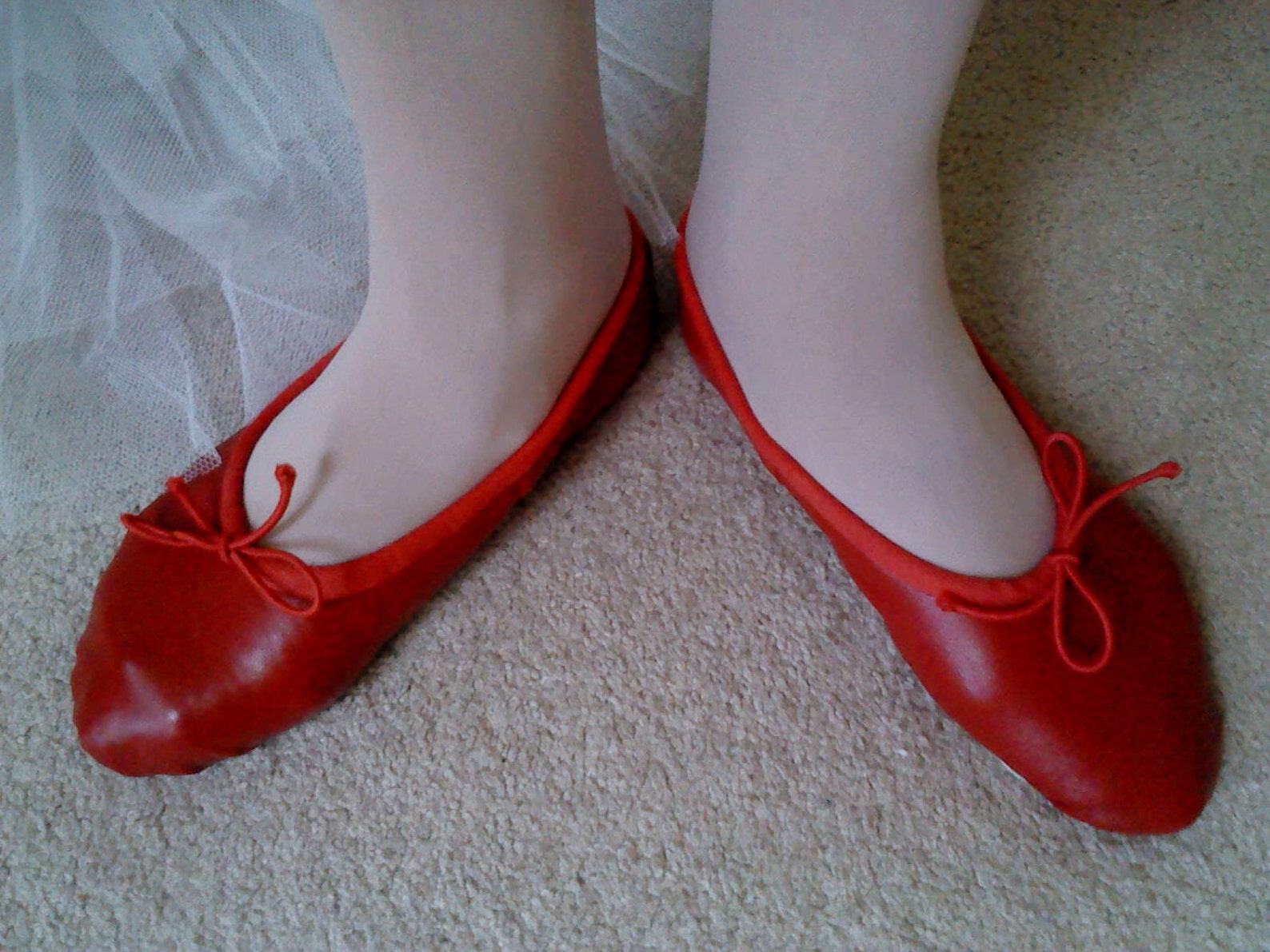 red leather ballet slippers - full soles or split soles