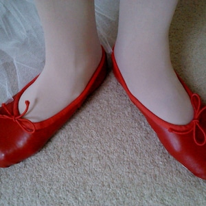 Red Leather Ballet Slippers - Full Soles or Split Soles