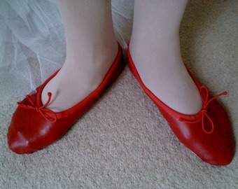 Zapatillas de ballet de piel roja - Suela completa o suela dividida