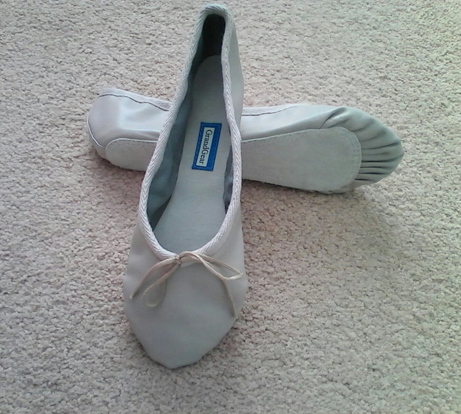 light grey leather ballet shoes - full sole - adult sizes