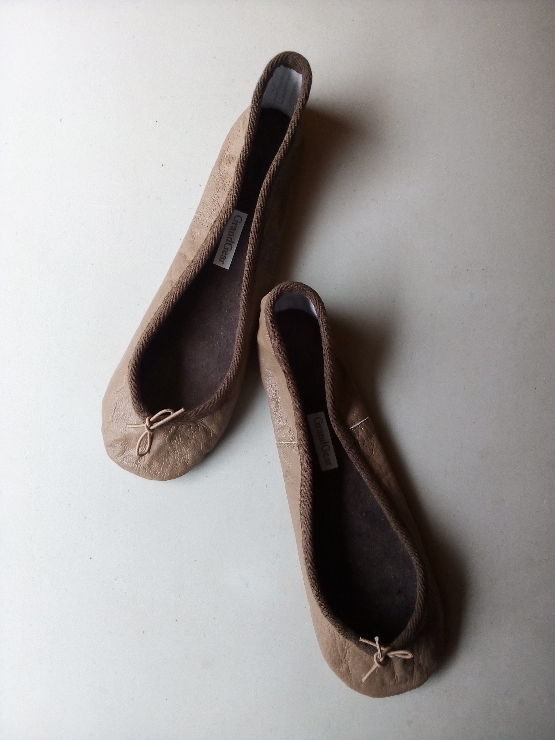 Low Cut/shortened Vamp Caramel Brown Leather Ballet Shoes - Etsy Australia