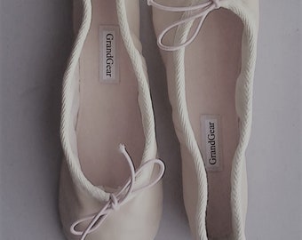 Ivory Calfskin Leather Ballet Slippers / Ballet Shoes - Full  or Split Soles