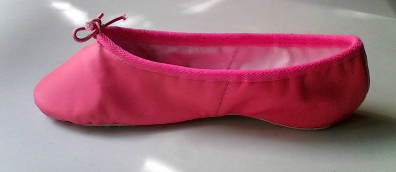 Handgemaakte Fuchsia / Candy Pink Leather BalletSchoenen Volledige zool Volwassen maten afbeelding 5