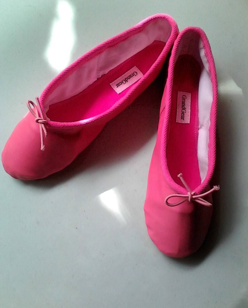 Handgemaakte Fuchsia / Candy Pink Leather BalletSchoenen Volledige zool Volwassen maten afbeelding 3