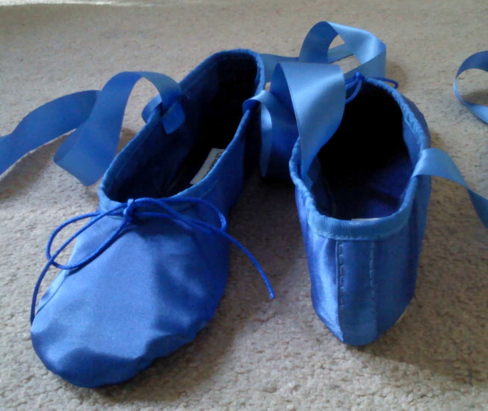 royal blue satin ballet shoes - full sole or split sole - adult sizes