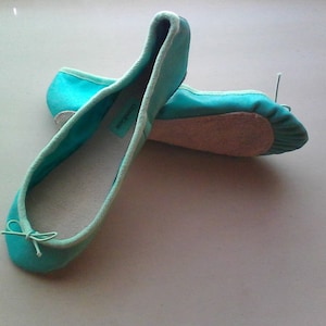 Extreme Low-Cut light Aqua Blue Leather Ballet Shoes -  Adult sizes