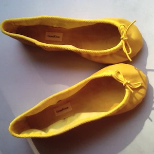 Extreme Low-Cut Sunny Yellow Leather Ballet Shoes -  Adult sizes