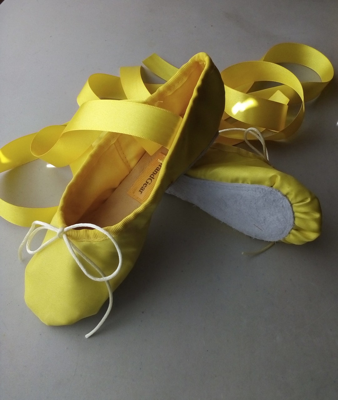 Adults' Yellow Satin Ballet Shoes Full Sole or Split Soles Ballet