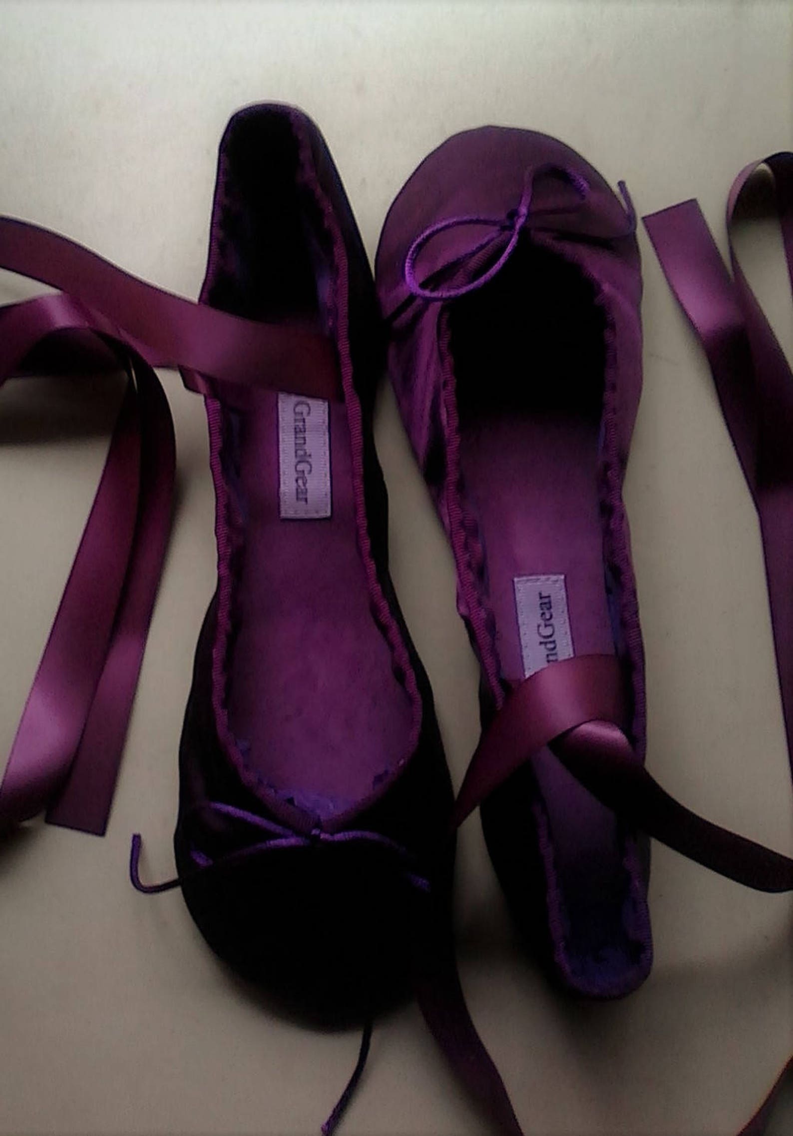dark plum purple satin ballet shoes - split sole (or full sole) - adult sizes