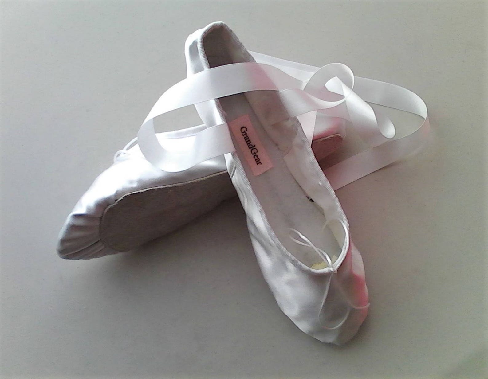 white satin ballet slippers - full soles or split soles