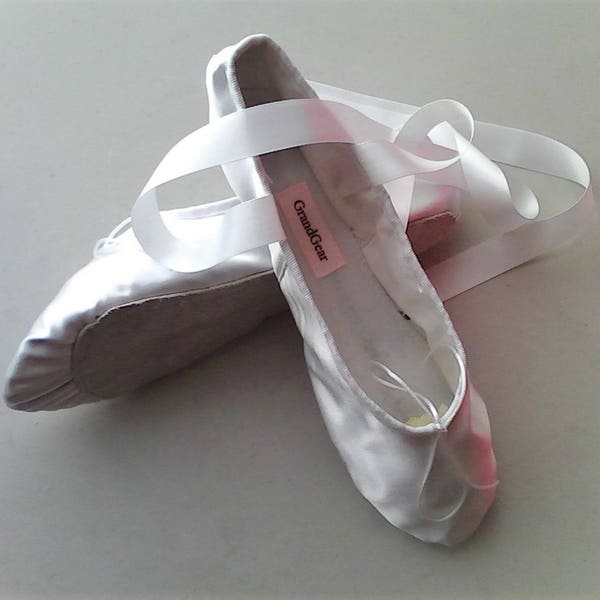 White Satin Ballet Slippers - Full Soles or Split soles