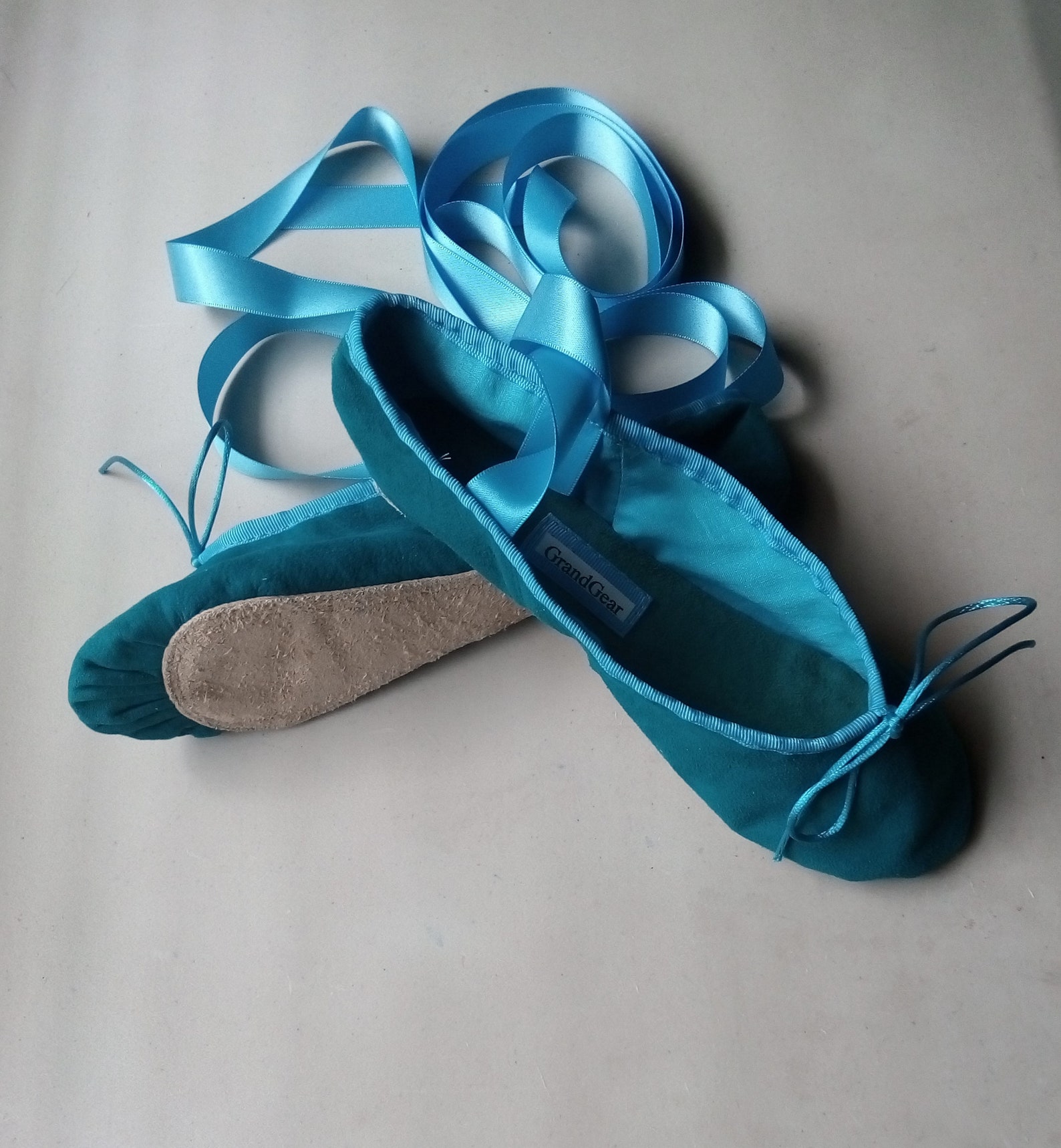 turquoise ballet flats with ribbon