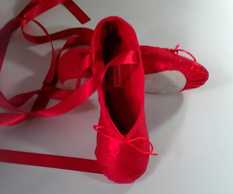 red glitter ballet slippers