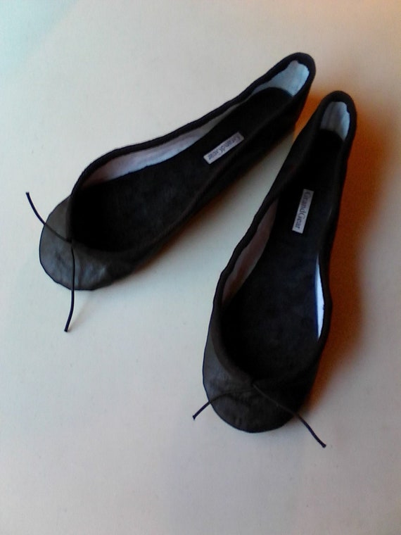 black leather ballet shoes