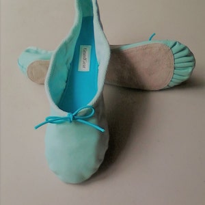 Robin's Egg Blue Leather Ballet Shoes - Full sole (or Split Sole) - Adult sizes