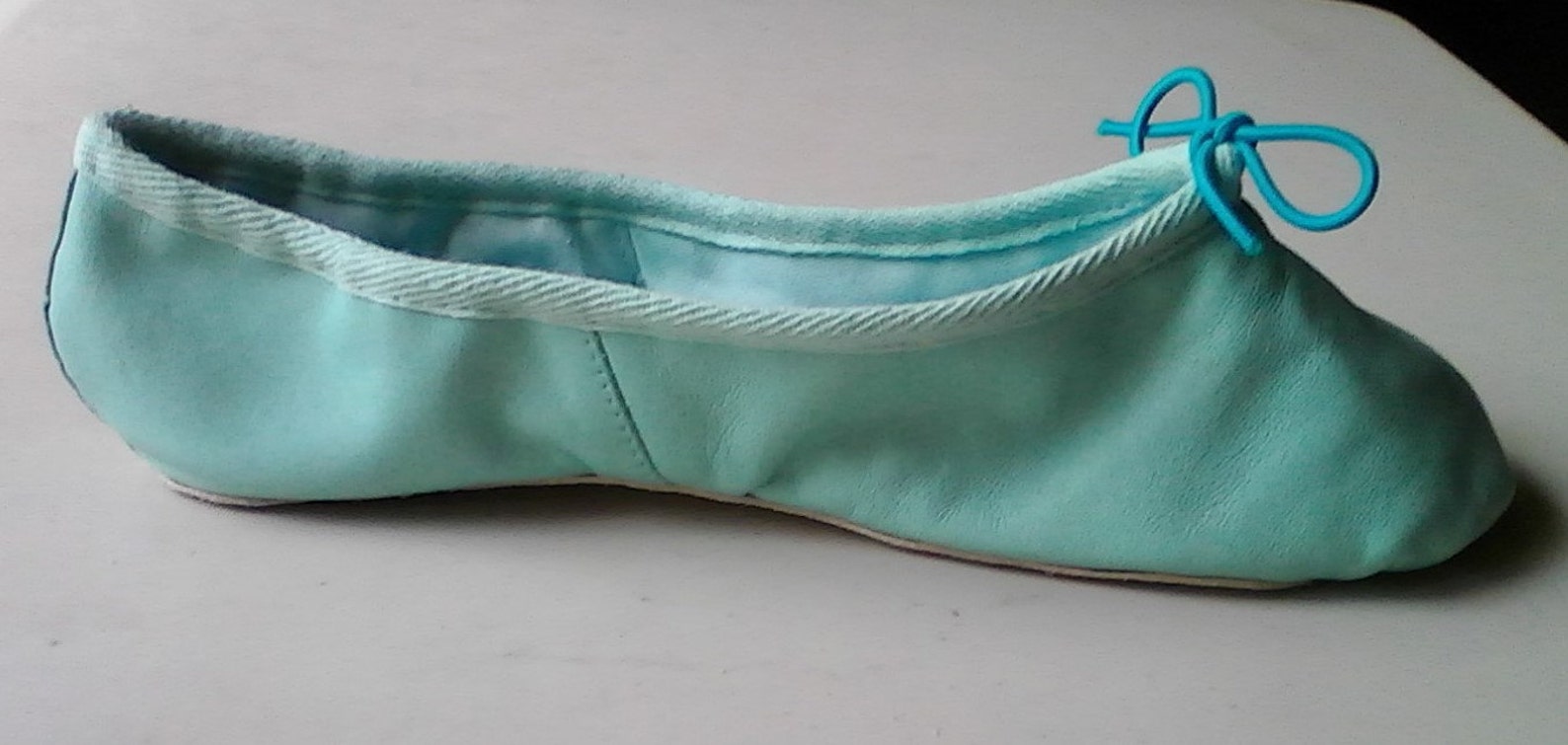 robin's egg blue leather ballet shoes - full sole (or split sole) - adult sizes