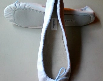 Extreme Low-Cut White Leather Ballet Shoes -  Adult sizes