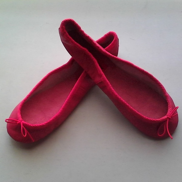 Extreme Low-Cut Red Leather Ballet Shoes -  European Adult Women's sizes