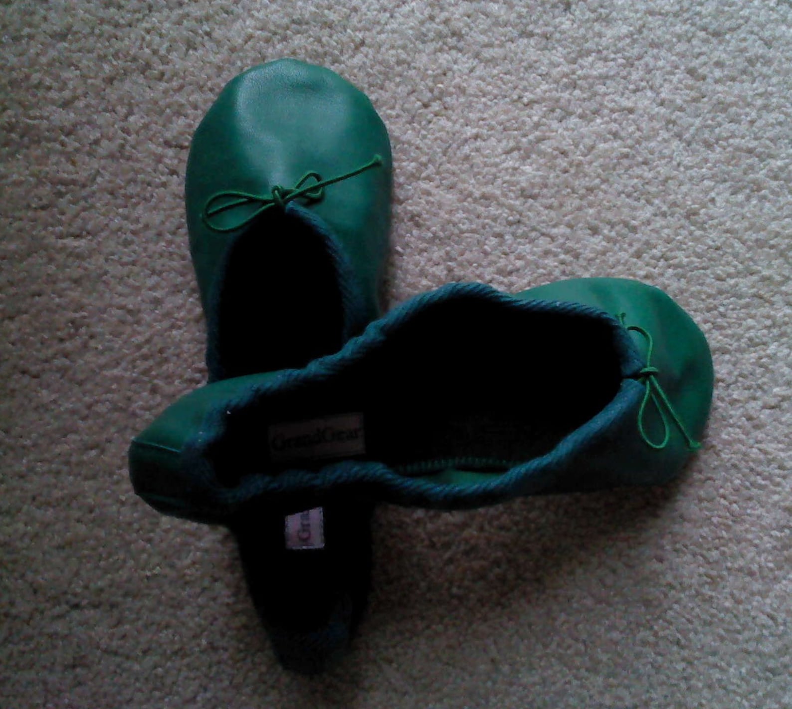 green leather ballet shoes - full sole or split sole - adult sizes