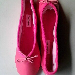 Handgemaakte Fuchsia / Candy Pink Leather BalletSchoenen Volledige zool Volwassen maten afbeelding 4