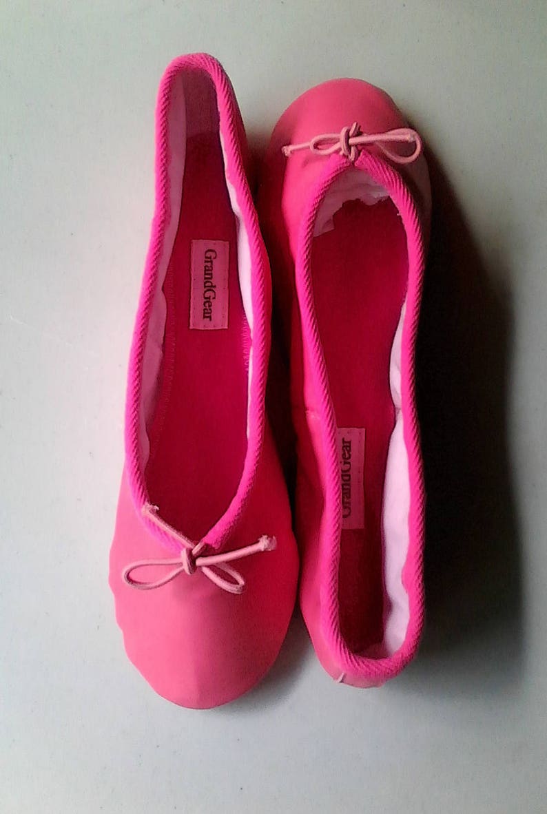 Handgemaakte Fuchsia / Candy Pink Leather BalletSchoenen Volledige zool Volwassen maten afbeelding 4