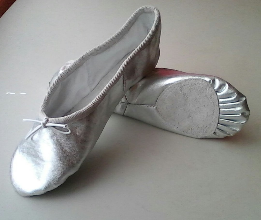 Silver Leather Ballet Slipper Split Sole (suitable for Physi