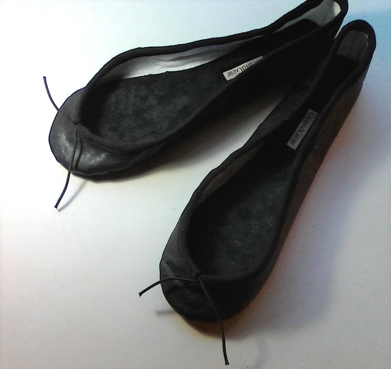 Extreme Low-Cut Black Leather Ballet Shoes Adult European sizes including larger men's sizes image 2