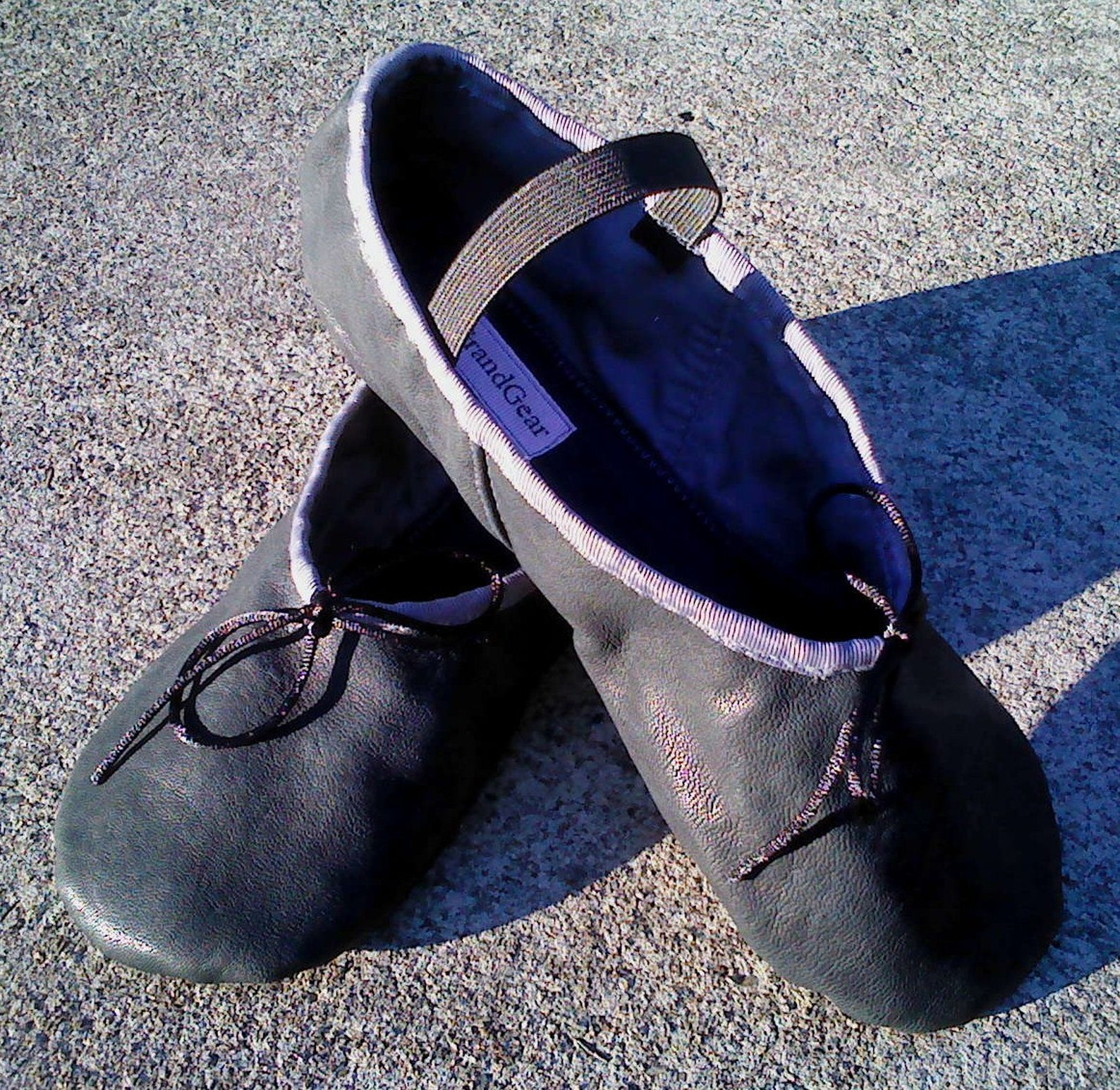 anthracite grey leather ballet shoes - full sole - adult sizes