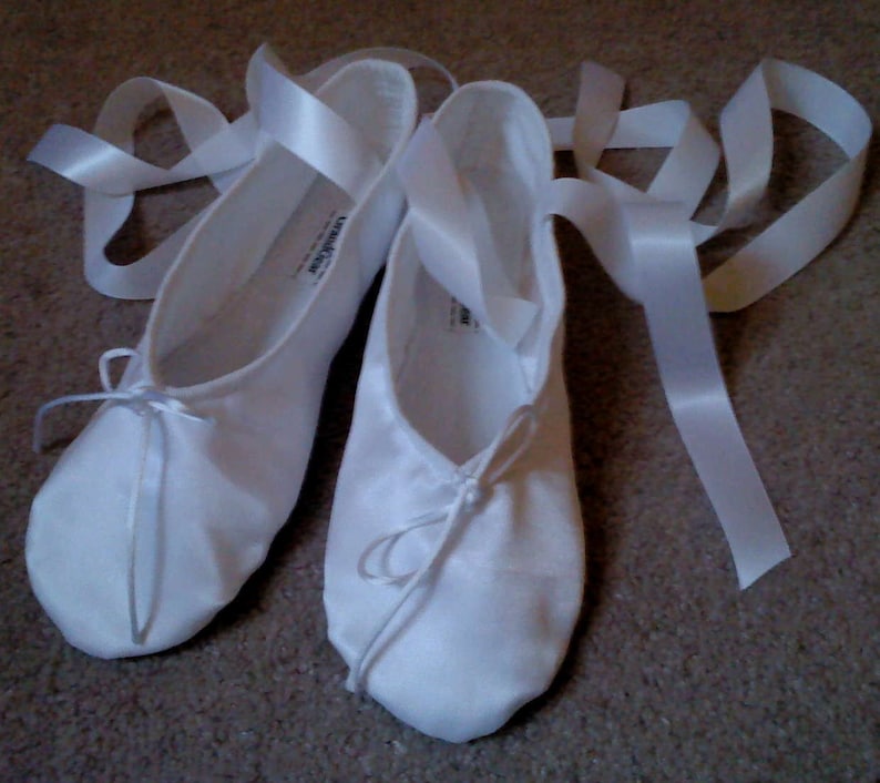 white satin ballet slippers