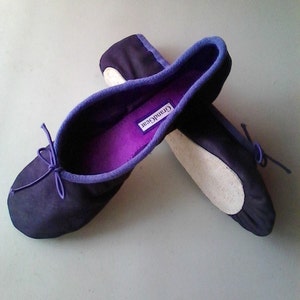 Darkest Purple Eggplant Leather Ballet Shoes Adult sizes Ballet Slippers Full sole