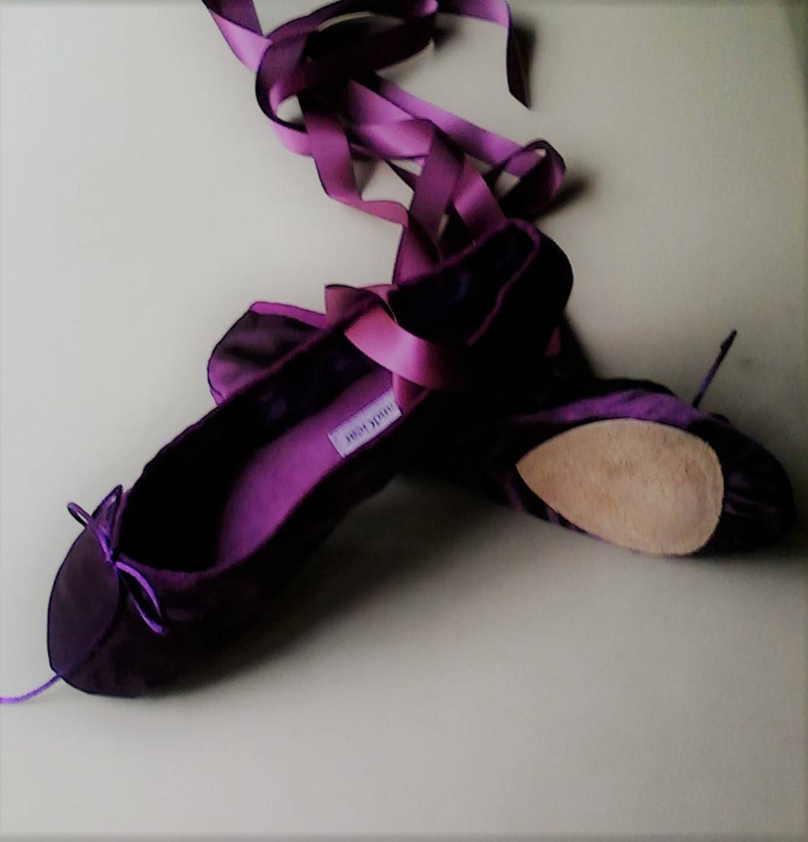 dark plum purple satin ballet shoes - split sole (or full sole) - adult sizes