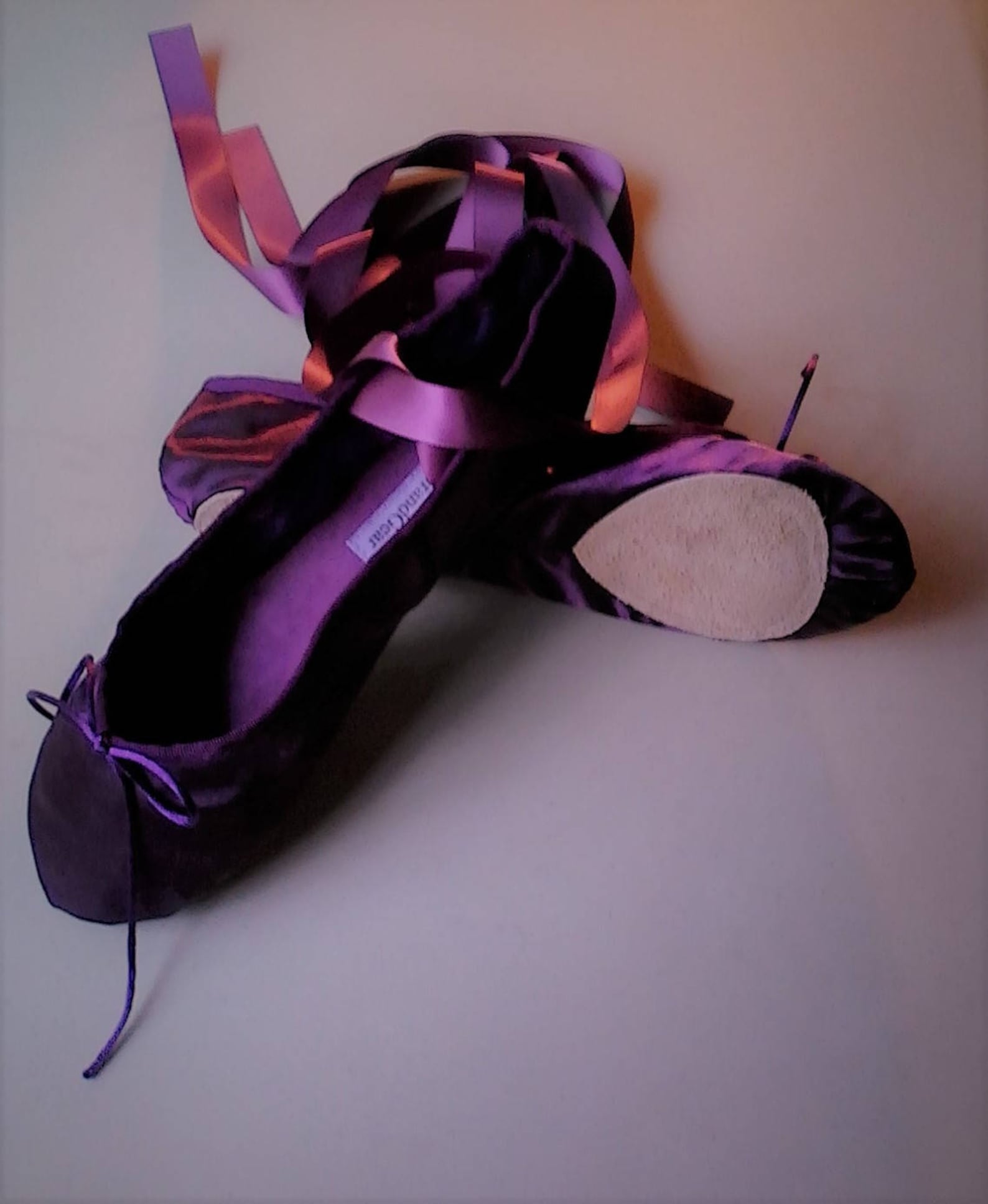 dark plum purple satin ballet shoes - split sole (or full sole) - adult sizes