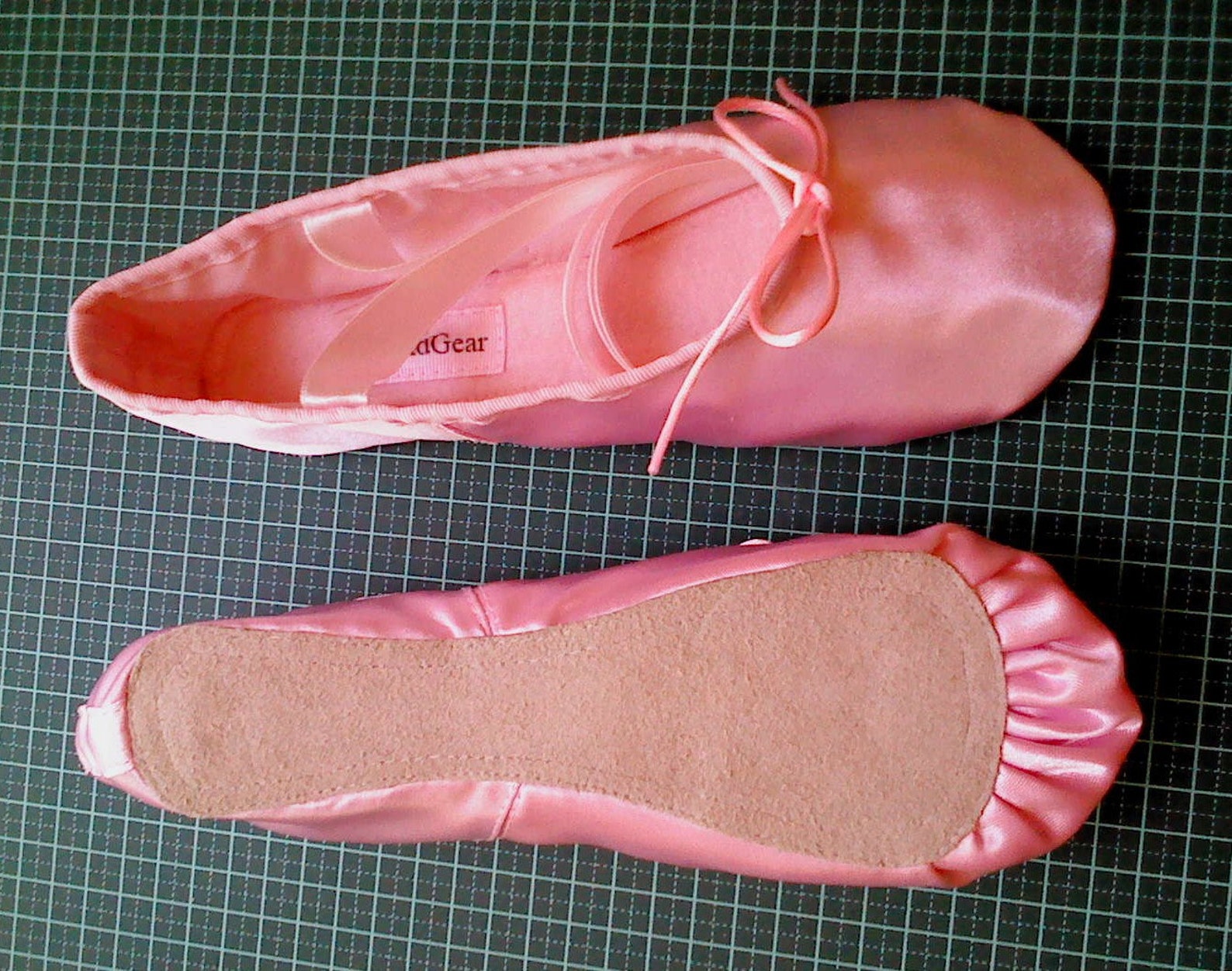 pink satin ballet slippers (adults sizes) full sole
