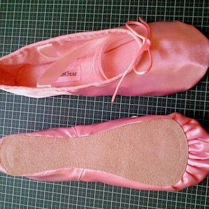 Pink Satin Ballet Slippers (Adults sizes)  Full Sole