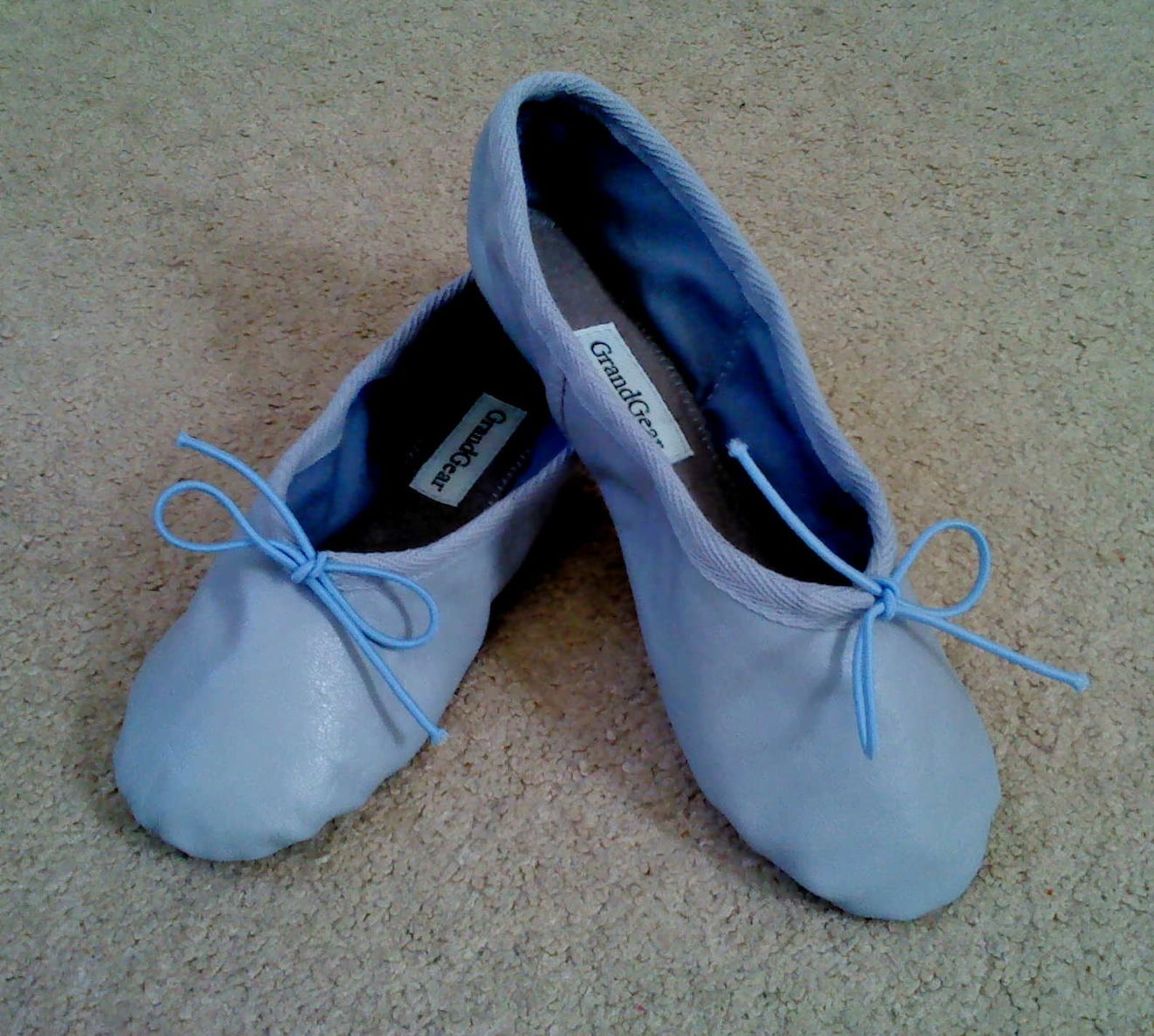 jet blue leather ballet shoes - full sole - adult sizes