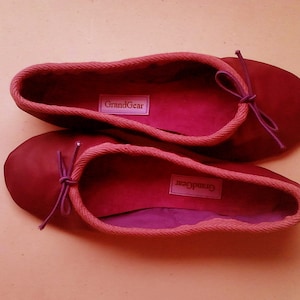 Deep Cherry Red Leather Ballet Shoes - Full sole - Adult sizes