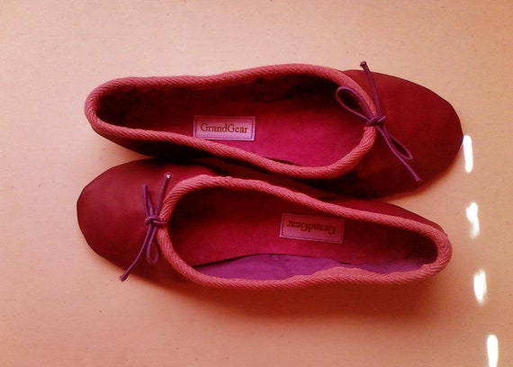 red leather ballet pumps