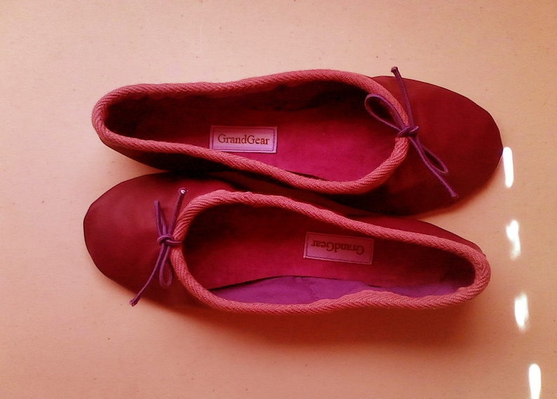 red leather ballet shoes