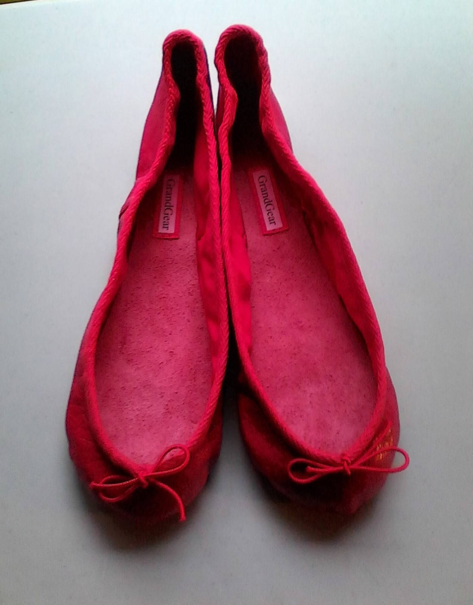extreme low-cut red leather ballet shoes - adult sizes