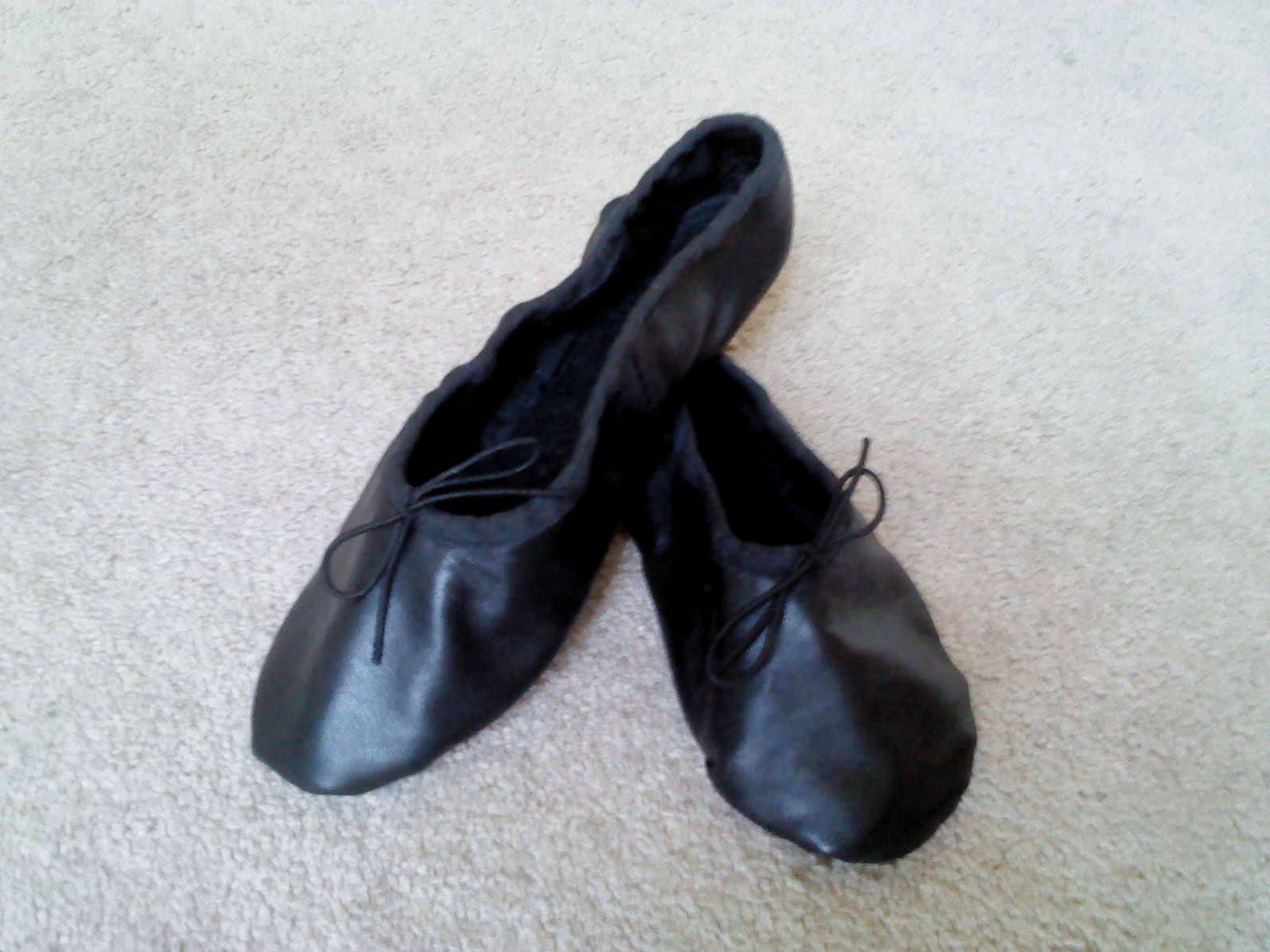 black leather ballet slippers -adult/women's sizes - full sole or split sole