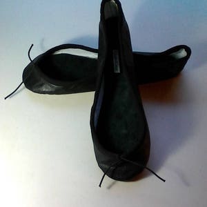 Extreme Low-Cut Black Leather Ballet Shoes Adult European sizes including larger men's sizes image 4