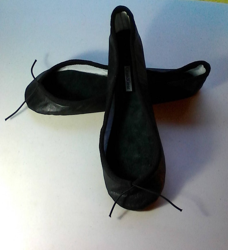 Extreme Low-Cut Black Leather Ballet Shoes Adult European sizes including larger men's sizes image 4