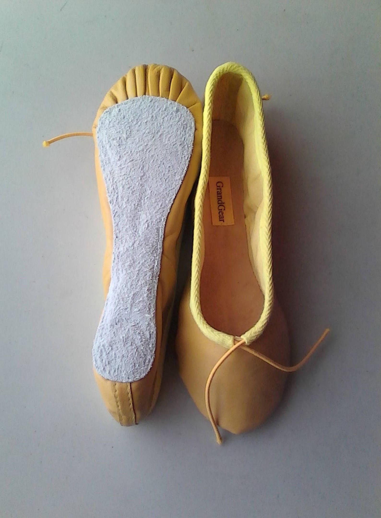 mustard yellow leather ballet shoes - full sole - adult sizes