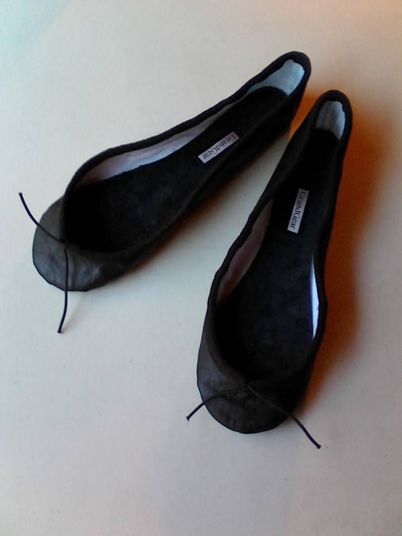 Extreme Low-Cut Black Leather Ballet Shoes Adult European sizes including larger men's sizes image 1