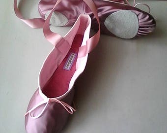 Smokey Mauve Satin Ballet Shoes - Full sole or Split sole - Adult sizes